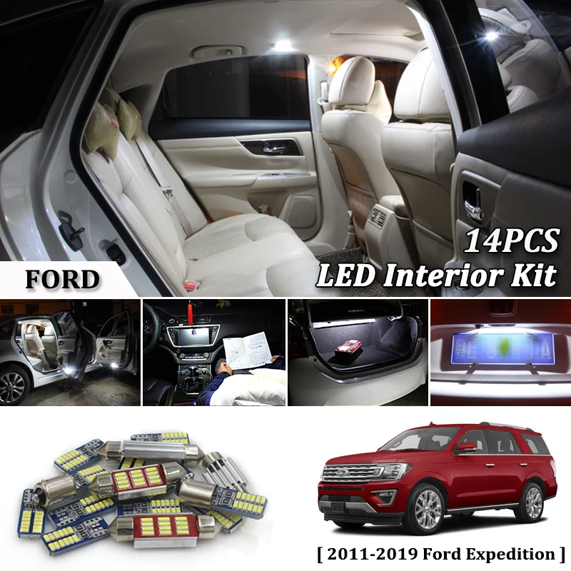 14pcs white canbus led car interior lights upgrade kit for 2018 ford expedition led lights