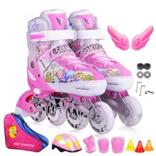 Детские роликовые коньки, обувь, уличная кисть для катания на коньках, профессиональные регулируемые полиуретановые колеса, защитные костюмы для детей, IA94