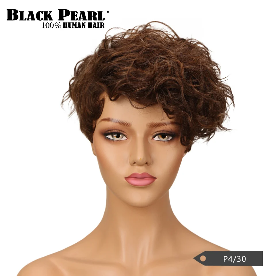 Черные жемчужные человеческие волосы парики " бразильский парик много цветов короткие человеческие волосы парики - Цвет волос: P4-30