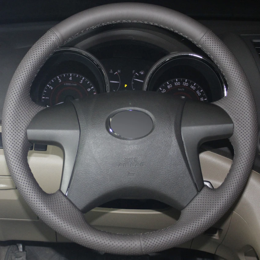 Dark Gray Genuine Leather Hand stitched Car Steering Wheel Cover for