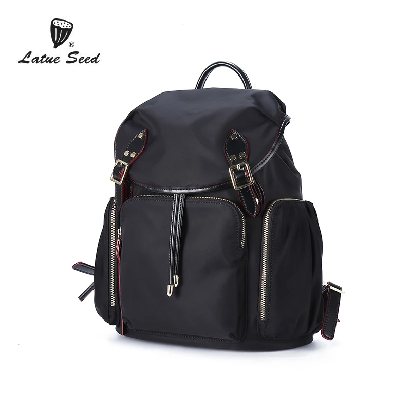 

Latue Seed Oxford Backpack Women 2018 New Solid Wild Tide zipper Cloth Casual Ladies Fashion Backpack Black 904-643D-B