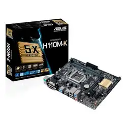 PB Asus H110m-k ** SKT 1151 M-atx 2xddr4-2133mhz DVI, VGA 3pci-e G-lan Usb3.0 1usb3. 0 фронтальная касса P.com