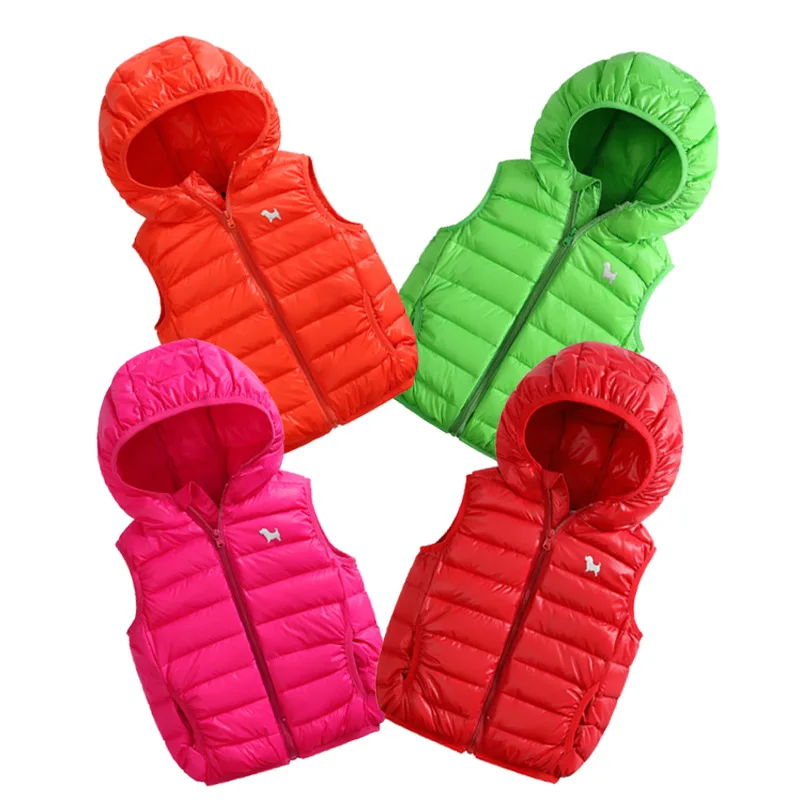 

Children's Winter Thin Vest For Boy Girls 2-7Yrs Spring Hooded Solid Color Coat Baby Waistcoats Autumn Kids Outerwear Clothing