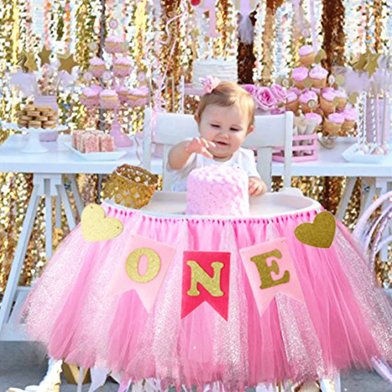 Kuchang 100cm DIY Customized Tulle Tutu Table Skirt Tableware Wedding Party Birthday Baby Shower Decor For Home New Year