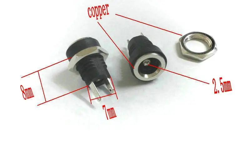 

10PCS X 5.5mm X 2.5mm Copper DC Plug Socket Power Charger 3A