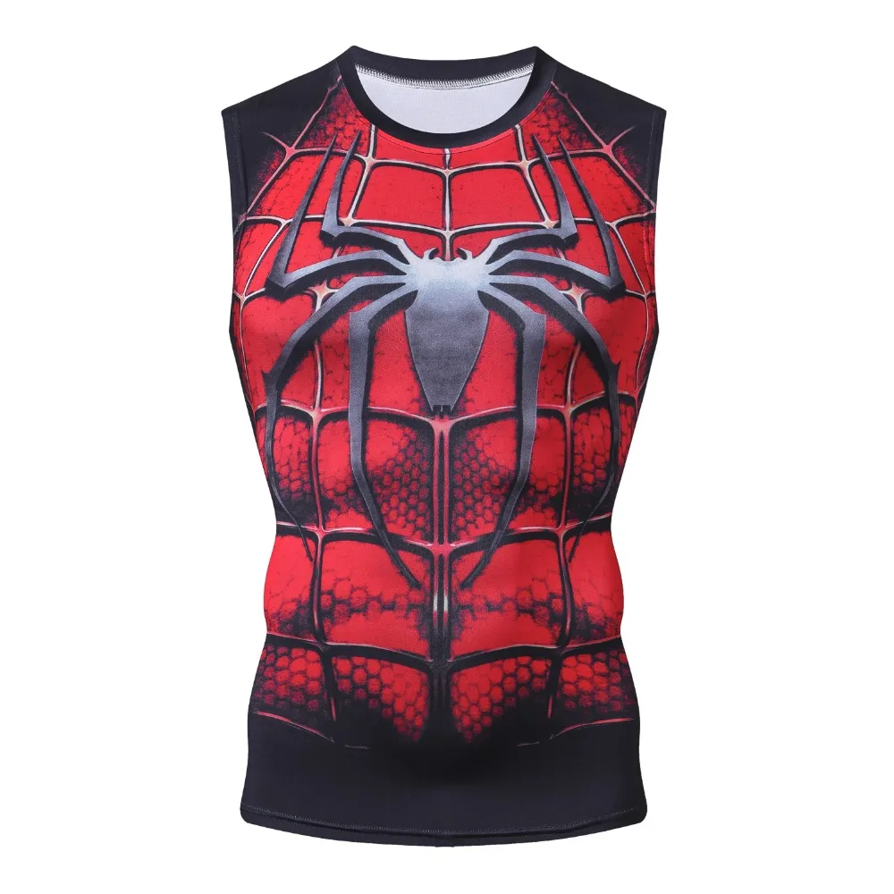 

2018 New Fashion Marvel Spiderman Tank Top Men Sleeveless Compression Bodybuilding Fitness Tank Tops Workout Vest