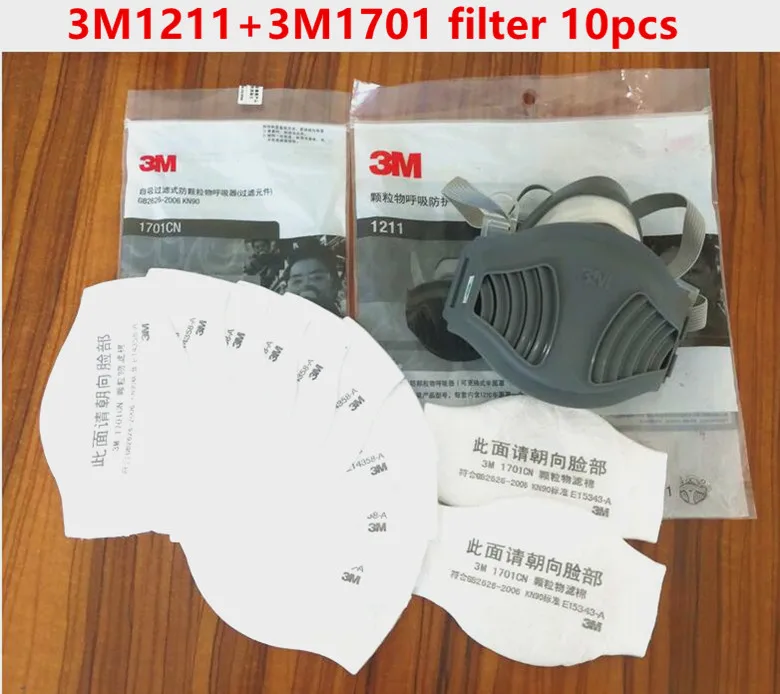 

3M 1211 mask+3M 1701 Filter Gas Mask prevent Dust Suitable for industrial truction Dust pollen Haze free shiping