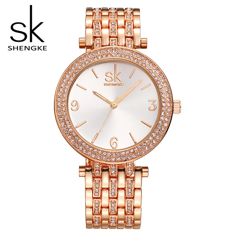 

SK Brand Fashion Women Wrist Watches Luxury Gold Silver Stainless Steel Women Dress Watch Quartz Watches Relogio Feminino S0011