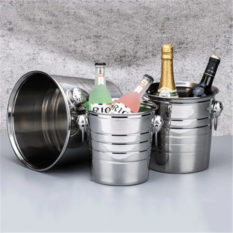 Stainless Steel Bar Ice Bucket Two Handles Red Wine Champagne Bucket