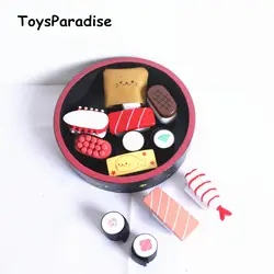 Детские игрушки Японии моделирование суши Коробки для обедов Деревянные игрушки для Кулинария для детей набор игрушек Кухня игрушка для