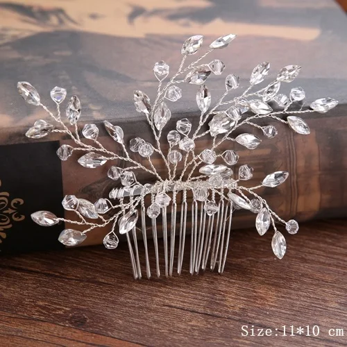 Bridal Pearl Hair Comb Wedding Accessories Rhinestone Flower Wedding Hair Comb Jewelry Wedding Hair Ornaments Bridal Headdress FS113 Silver