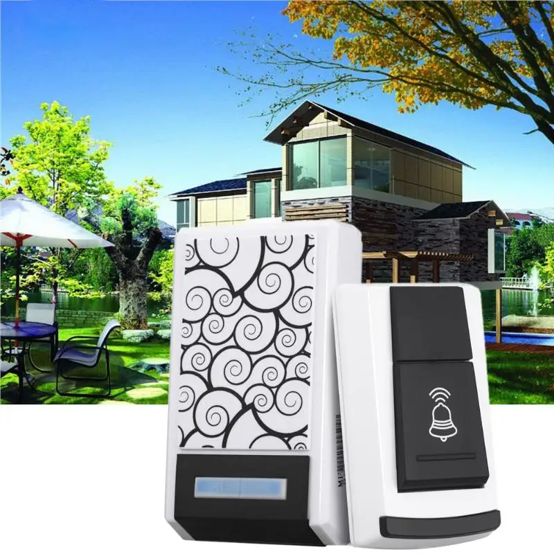 

Smart Wireless Doorbell Remote Control Receiver With LED Light 36 Tunes Waterproof DC Door Bell 100m Range for Home Office Ring