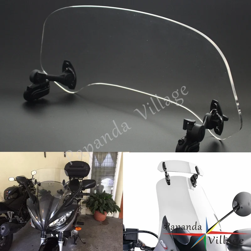 

Universal Clear Motor Adjustable Mini Windscreen Windshield Spoiler Air Deflector Extension for Ducati Honda Yamaha Suzuki KTM