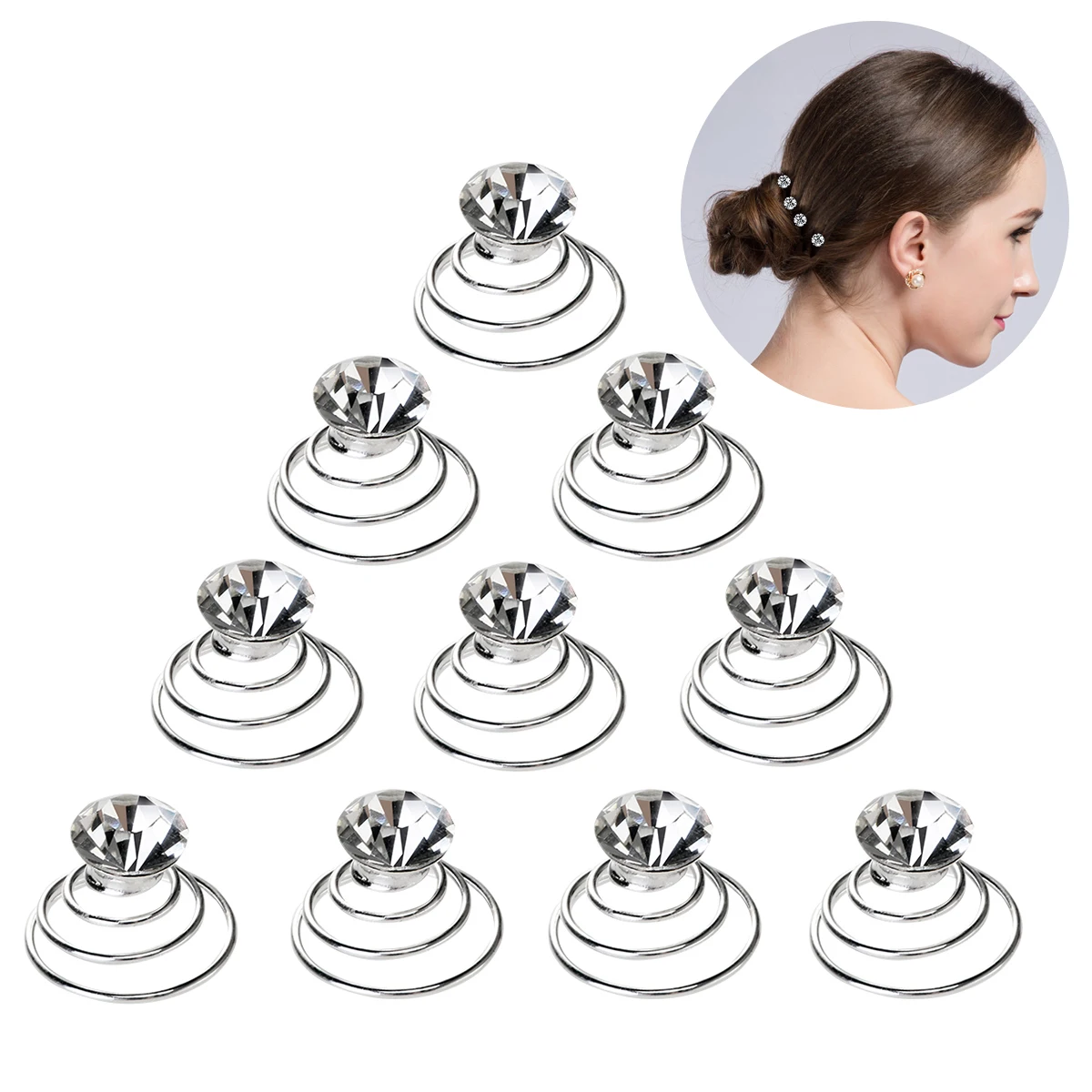 10 шт. изящные свадебные кристально чистые Стразы для девочек свадебные металлические спиральные шпильки для волос шпильки аксессуары для волос для женщин