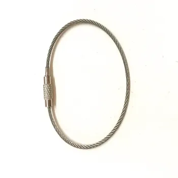 

200 X New Car Stainless Steel Wire Keychain wire rope key Chain Holder Cable Key Ring Keyring for Outdoor Hiking