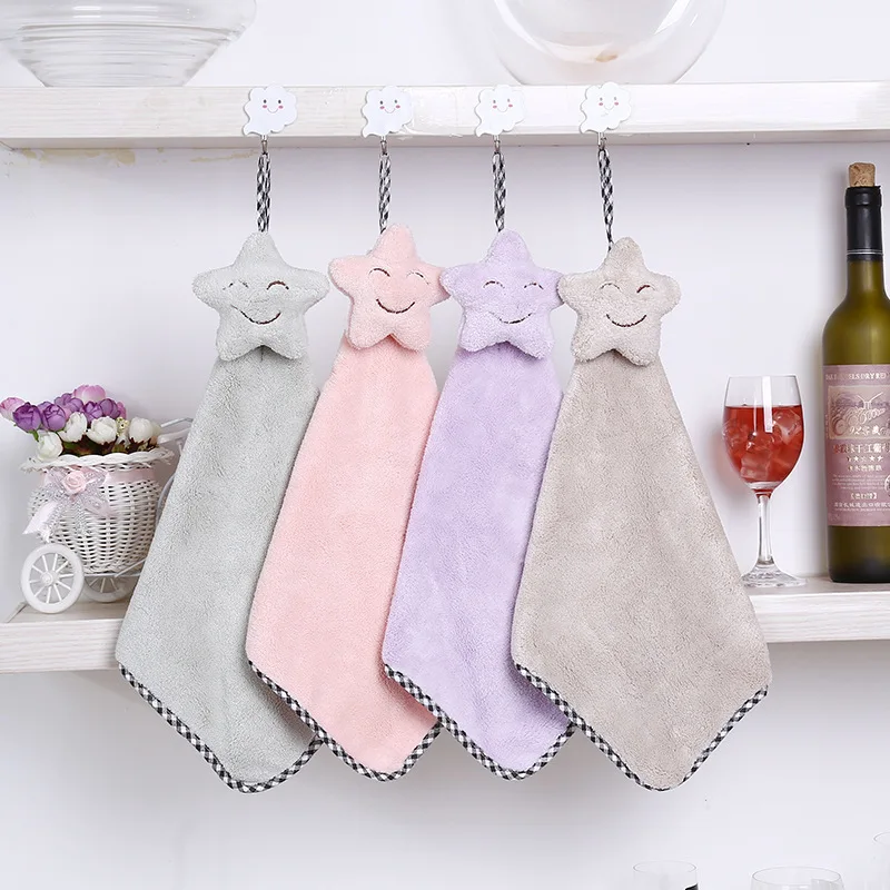1pc Hanging Bath Towel Quick drying Smiling Face Hand Kitchen Bathroom