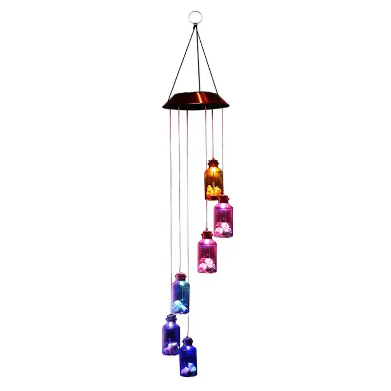 

Outdoor Solar LED Wind Chime Light Lucky Bottles Color-changing Chandelier Home Garden Decoration Lamp