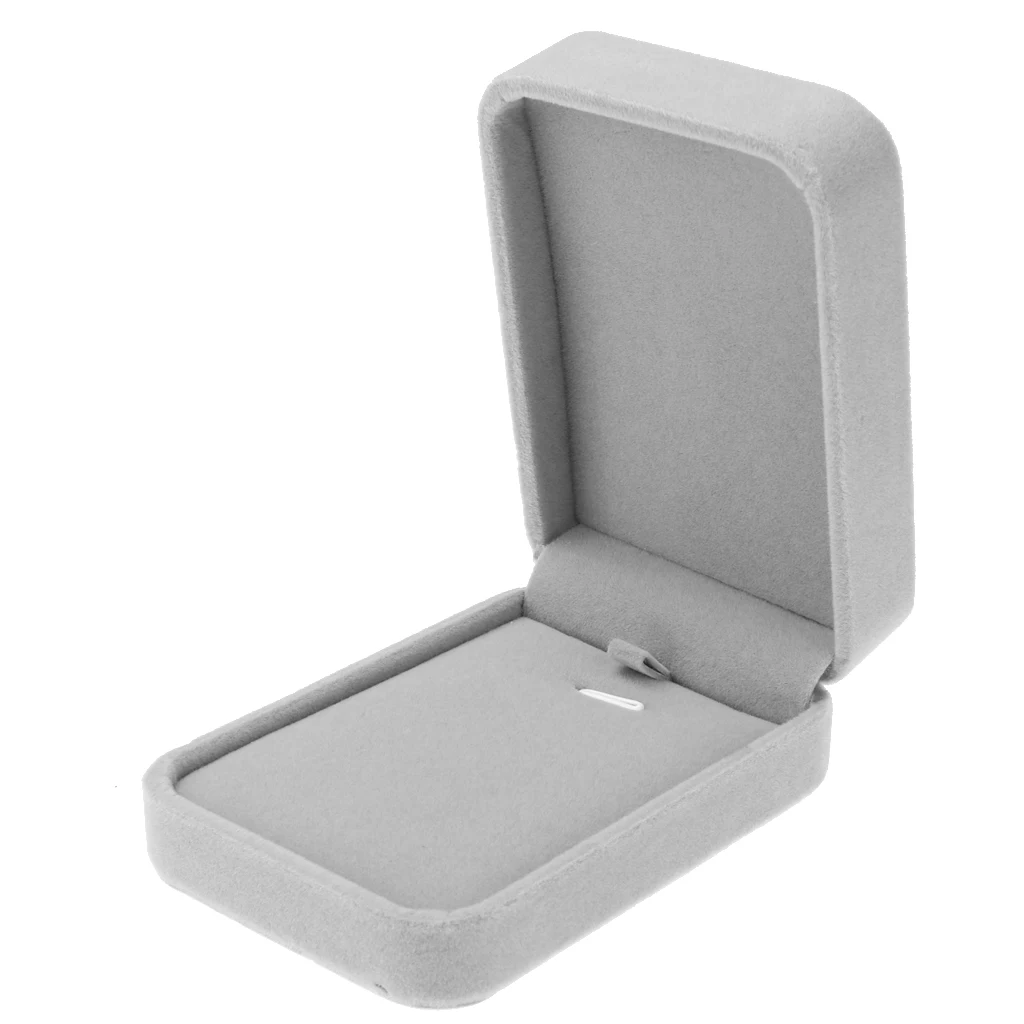 

Gray Velvet Big Necklace Pendant Bracelet Jewelry Display Storage Gift Box Jewelry Presentation Case