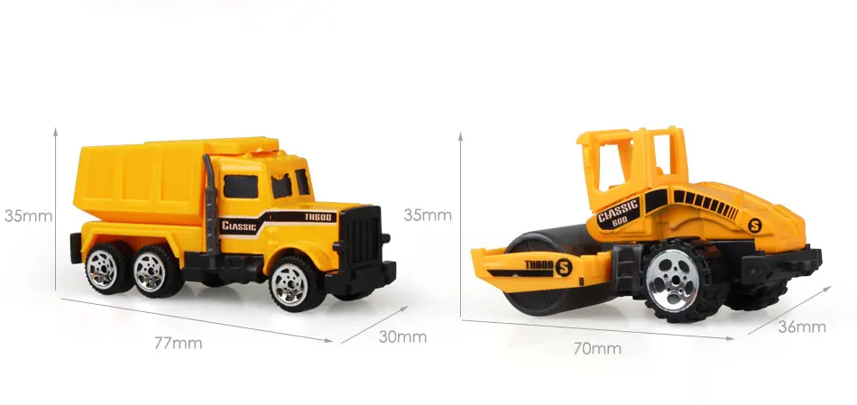 6 Types Mini Alloy Diecast Engineering Toy Car Vehicles Model Forklift Excavator Bulldozer Model Car Birthday Gift for Kids Boys