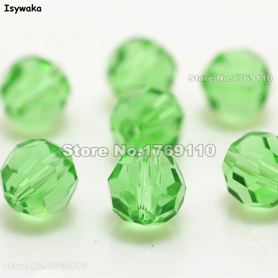

Isywaka 10mm 70Pcs Light Green Color Football Faceted Austrian crystal Bead Round Loose beads Bracelet accessories Diy Making