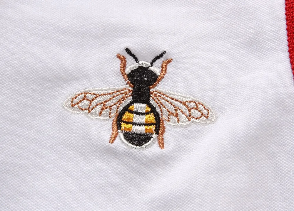 Высокая Новинка мужские вышитые пчелы в полоску модные рубашки поло хип хоп скейтборд хлопок поло Топ тройник# F70