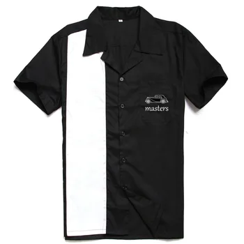 

Men's Shirt Vintage Rock 40's Western Style Clothes Black White Pattern Masters Embroidery Hip Hop Party Club Shirts