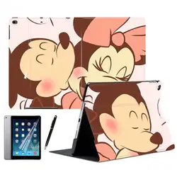 Для Apple iPad Air 1 2 9,7 "2017 2018 Mini 4 сладкий поцелуй пара Микки и Минни Маус сна проснуться стенд для cмарт-чехол для планшета крышка
