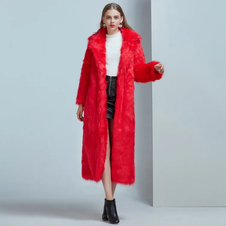 

Women Long Faux Fox Fur Long Coat Winter Warm Jacket Windbreaker Lady 2019 New Comfort Trench Parkas Plus Size office ladies