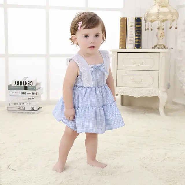 Sweet Floral Cotton Knotbow Birthday Baby Dress For One Year Old