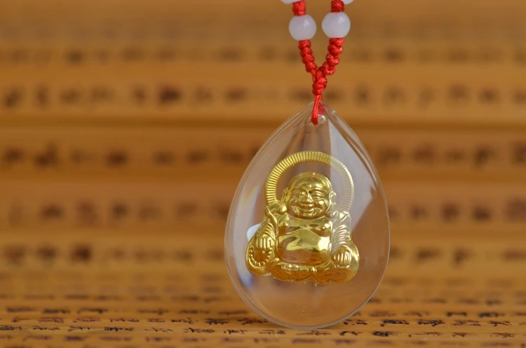 

The Golden Buddha crystal $Zodiac Pendant Necklace inlaid crystal pendant accessories high-grade lovers
