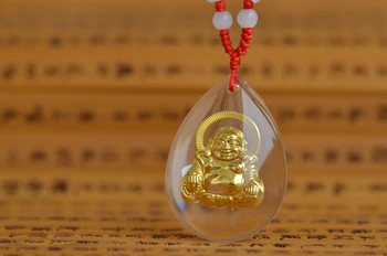 

The Golden Buddha crystal $Zodiac Pendant Necklace inlaid crystal pendant accessories high-grade lovers