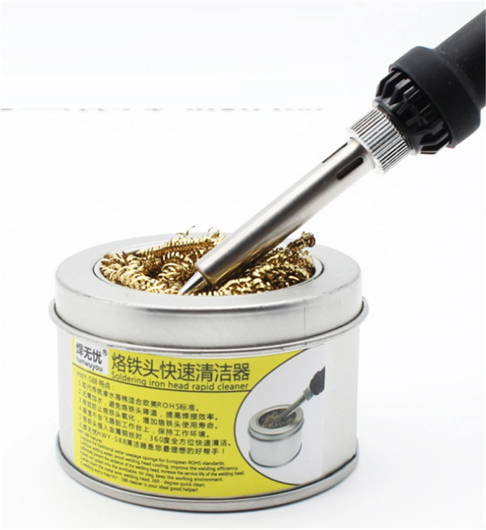 1pcs hanwuyou 588 Wire With Stand Set Welding Soldering Solder Iron Tip Cleaner holder nozzle cleaning unit Clean ball | Инструменты