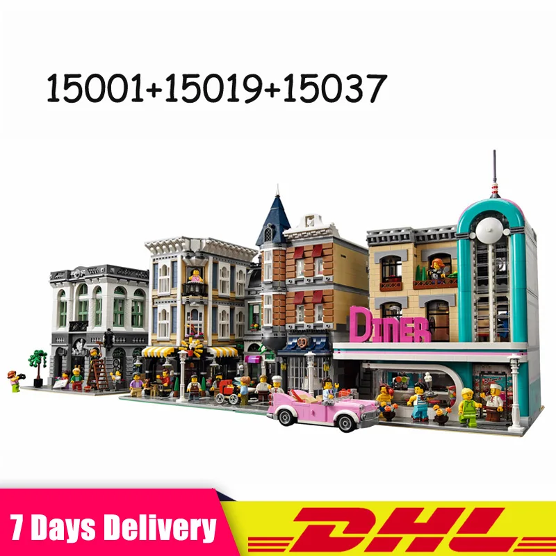 

LEPIN 15001 Brick Bank +15019 Assembly Square +15037 Downtown Diner Bricks Blocks Toys Christmas Gifts Clone 10251 10255 10260