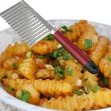 1PCS New Stainless Steel Potato Chip Dough Vegetable Crinkle Wavy Cutter High Quality Slicer Fruits Knife Food Cocina Gadget