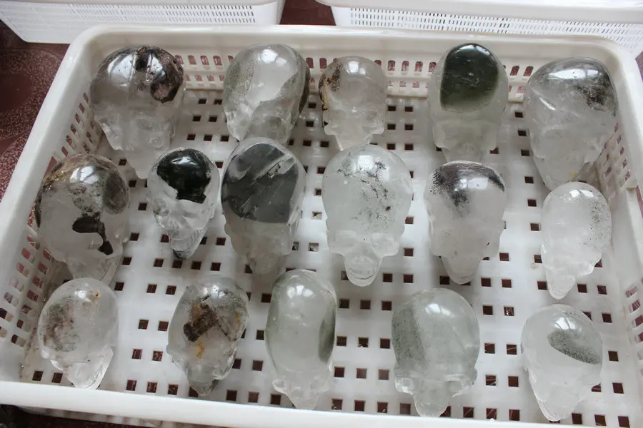 

1kg 2.2LB Rare Natural Phantom Ghost Chlorite Clear Quartz Crystal Skull Carvings China ! Free Shipping,Wholesales Price.