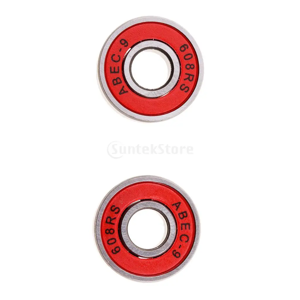 10 Pieces ABEC-9 608RS Inline Roller Skate Wheel Bearings Scooter Skateboard Longboard Seal Ball Bearings Red