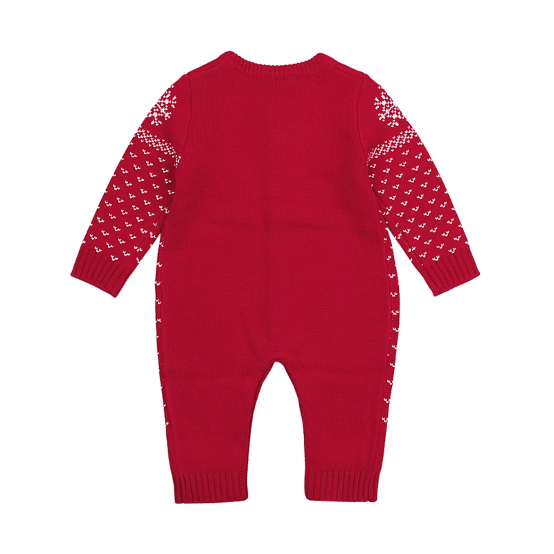 Infant Romper Christmas Deer Newborn Baby Boys Girls Knitting Rompers Long Sleeve Toddler Warm Clothing Baby Winter Outfit red-3
