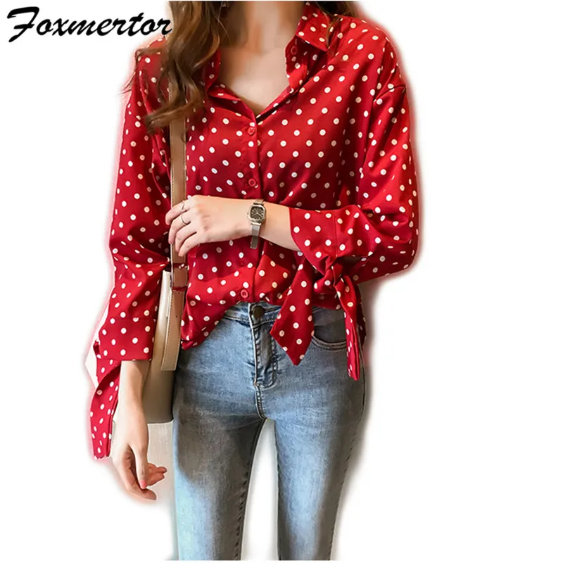 

Fashion M-3XL Women's Blouse shirt Lapel shirt Woman Shirts Long Sleeve Shirt Loose large size Elegant Office Feminine Blouses
