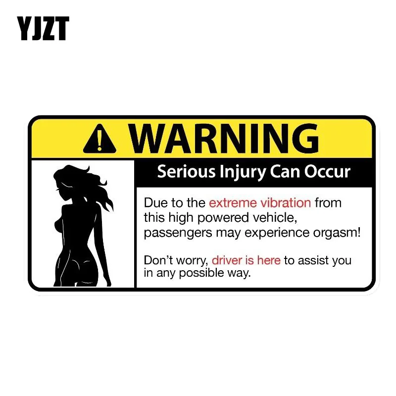 

YJZT 16.4CM*8.4CM DON'T WORRY Sexy Girl Warning Serious Injury Can Occur PVC Decal Car Sticker 12-0135