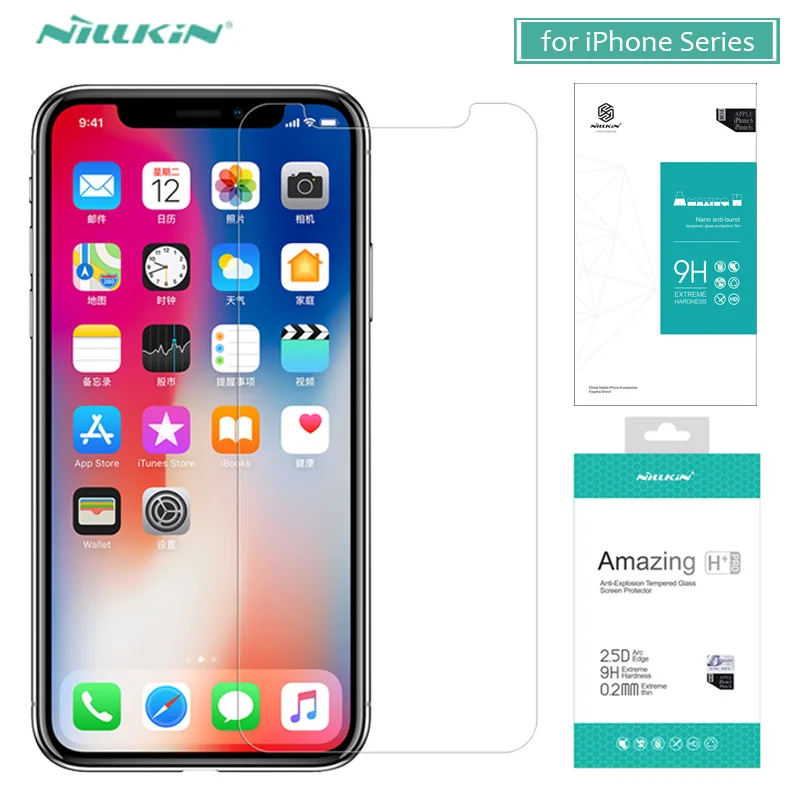 Закаленное стекло Nillkin для iPhone X 8 7 6 6S Plus защита экрана H + Pro от царапин 5 зеркальное