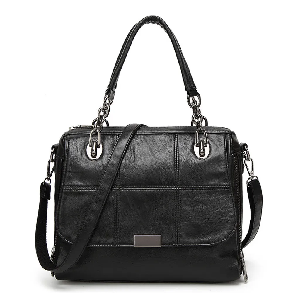 

Fashion ladies rhombic sewing thread shoulder portable diagonal bag Vintage PU Leather Ladies HandBag Messenger Bagsblack H30522