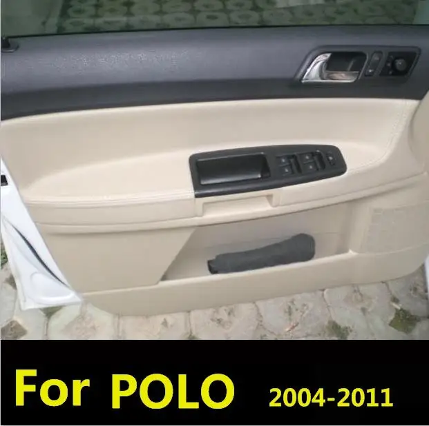

4PCS Microfiber Front / Rear Door Panels Armrest Leather Cover Protective Trim For Volkswagen POLO 2004-2011 Sedan/Hatchback