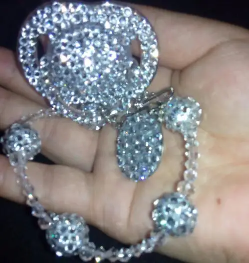 

Free Shipping 1PC rhinestone Baby Pacifier Maternity Toddler Child Teething bling Pacifier clip Orthodontic Soother BPA 0% 0-4M