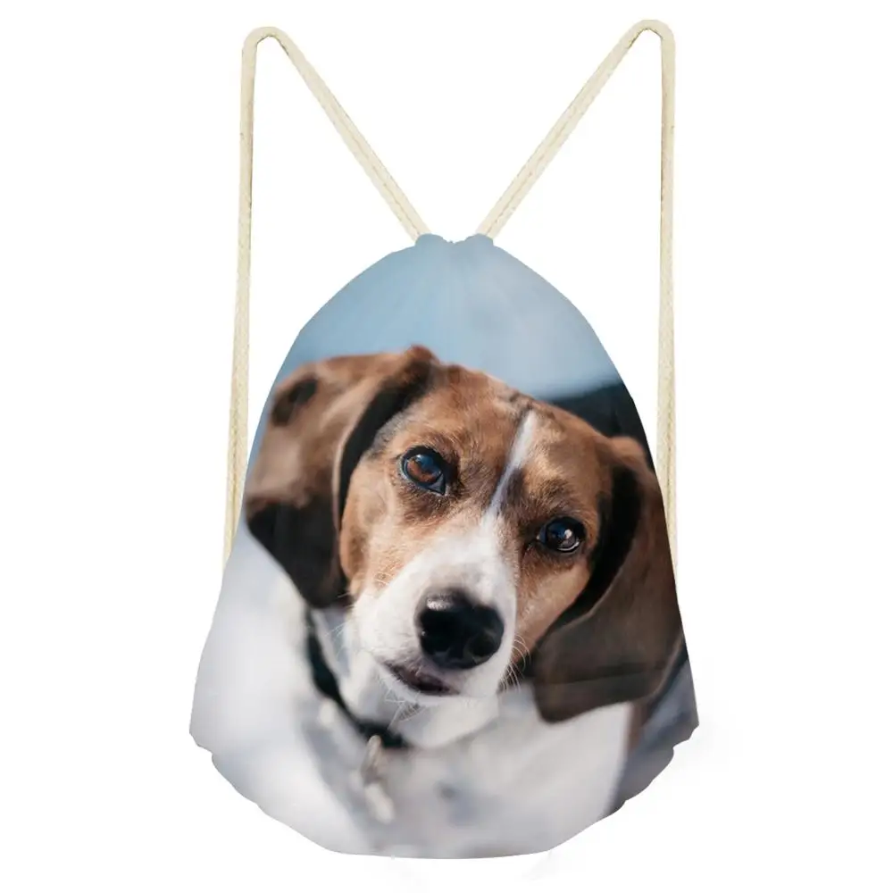 

Noisydesigns Fashion Drawstring Bag 3D Printing Beagle Mochila Feminina Customized Drawstring Backpack Women daily Casual Girl's