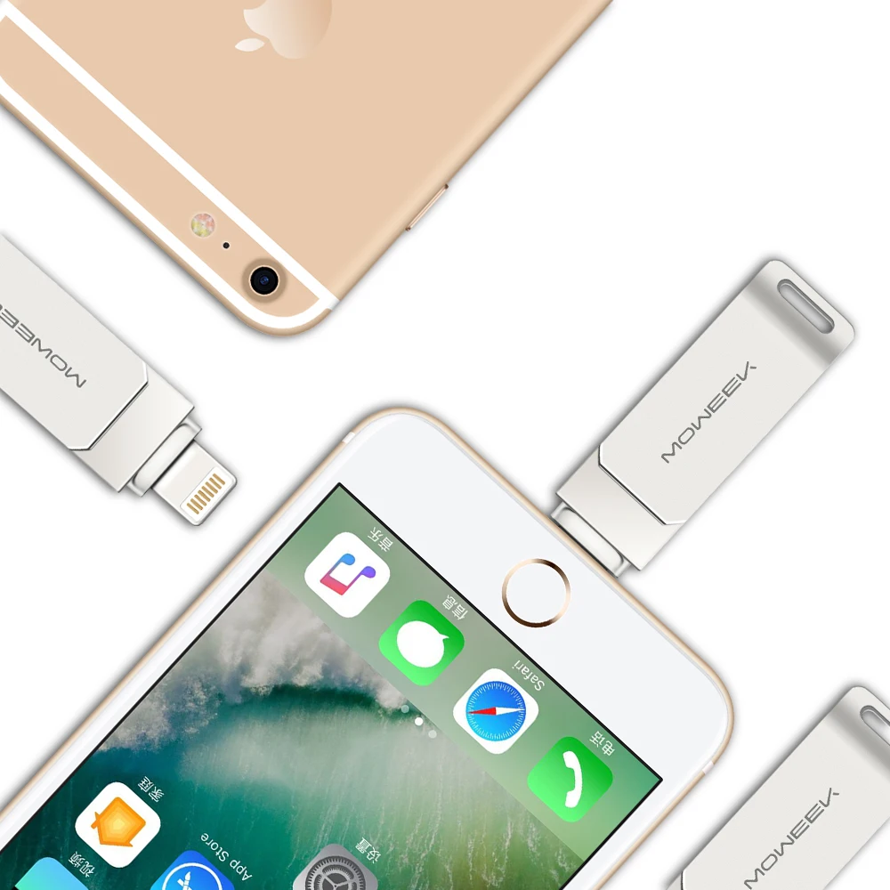 Moweek USB флеш накопитель 64 ГБ для iPhone X 8 7 6 S 32 OTG Lightning iOS 128 накопитель|USB