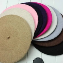 Новые фетровые шерстяные однотонные береты, женские шапки, женские шапки для художников, универсальные теплые шапки для художников