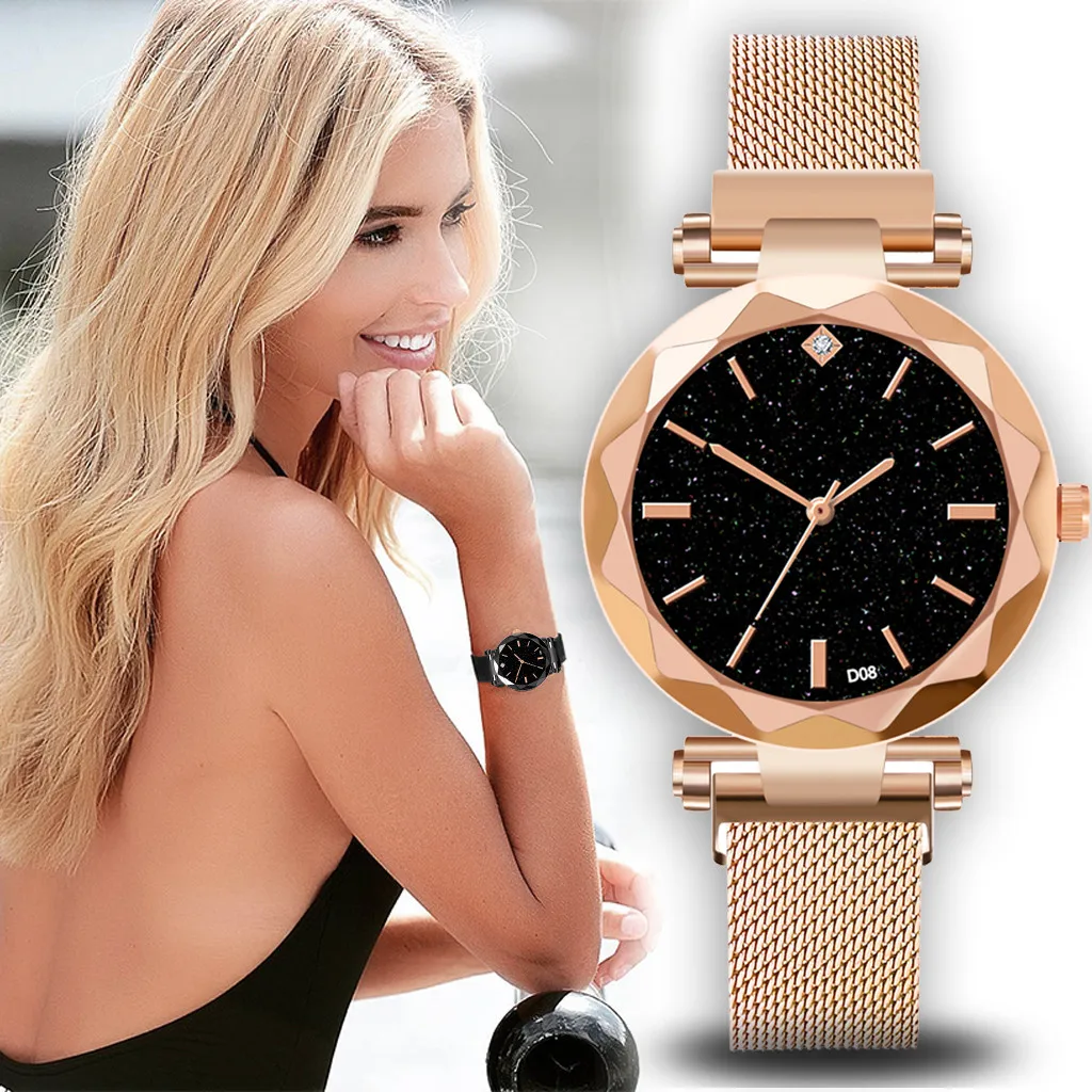

2019 Women Watch Ladies Magnetic Starry Sky Clock Diamond Female Watches Quartz Wristwatches Luxury bracelet Relogio Feminino