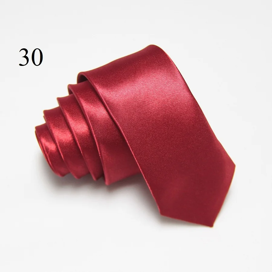 HOOYI полиэстер мужской галстук для шеи 5 см ширина Бордовый узкий галстук для свадьбы - Цвет: 30