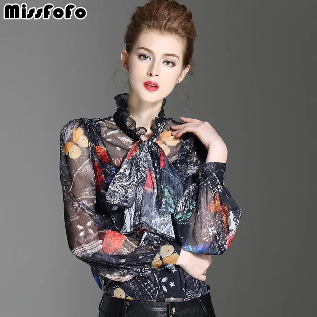 MissFoFo 2019 Модный облегающий костюм с бантом блузка новая весенняя Облегающая рубашка Женская мода бант стенд фонарь рукав размер S-2XL демисезонная