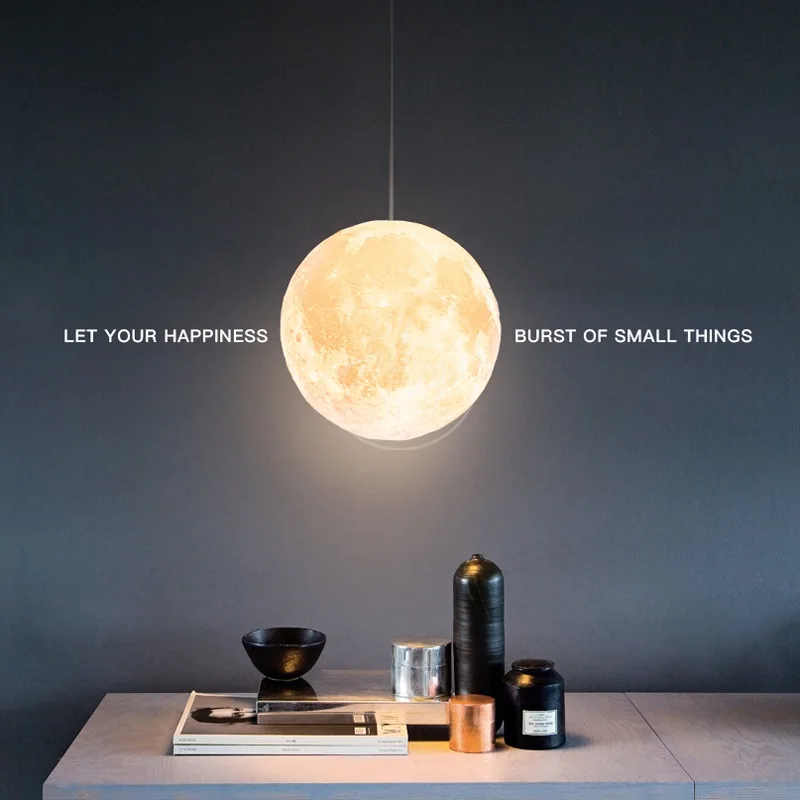 Artpad, скандинавский 3D принт, лунный подвесной светильник, шар, современный простой светильник для гостиной, спальни, столовой, Домашний Светильник ing